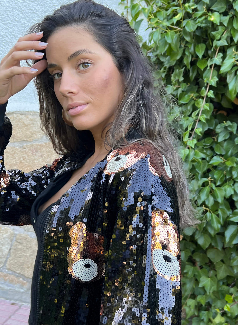 Bomber lentejuelas cute ositos