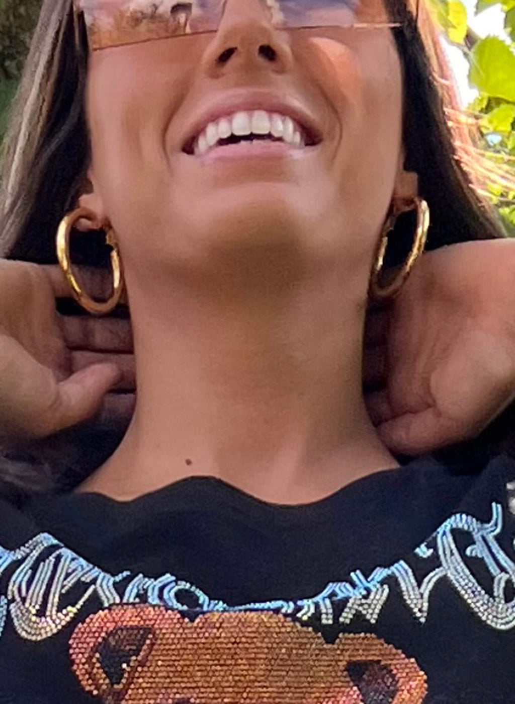 Pendientes aros grandes dorados acero