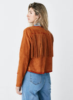 Chaqueta efecto piel flecos