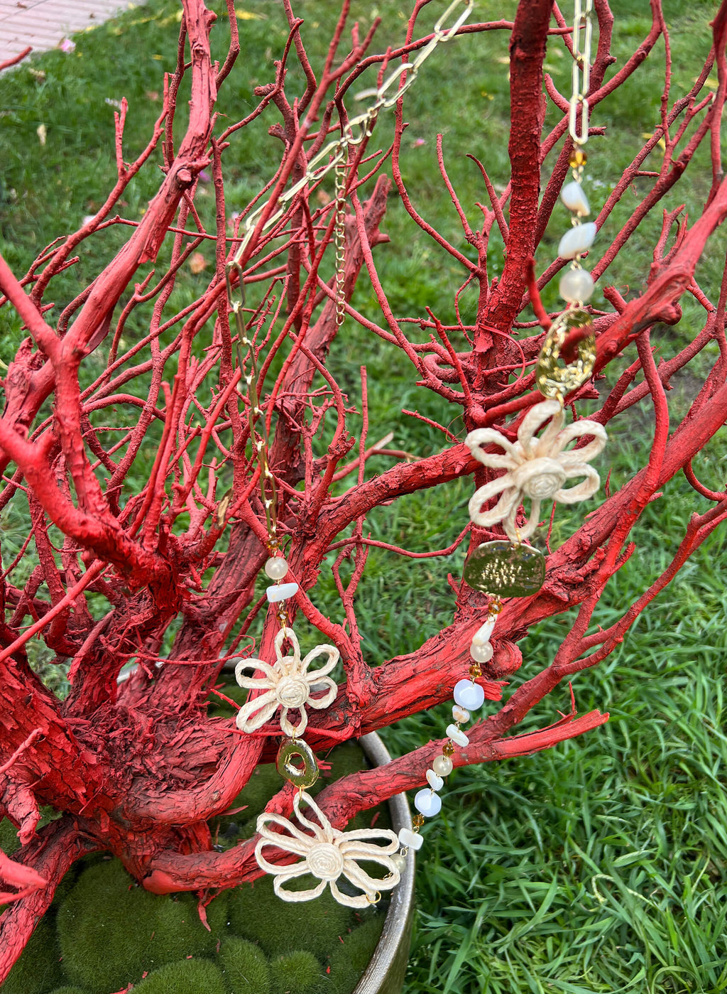 Collar flor fibra natural