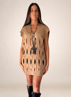 Chaleco/vestido cut out camel