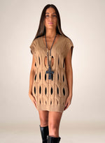 Chaleco/vestido cut out camel