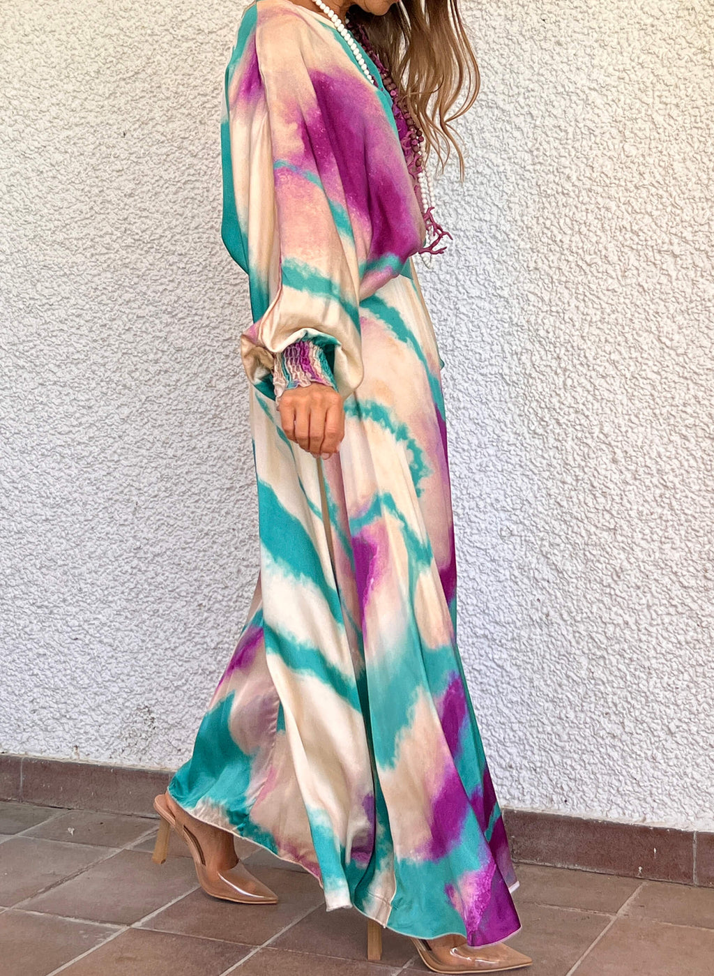 Falda larga raso Tie Dye