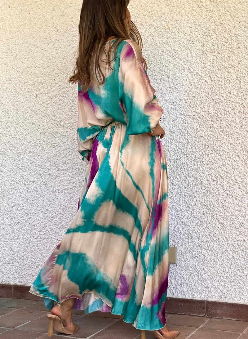 Falda larga raso Tie Dye