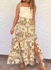Falda larga estampada arena