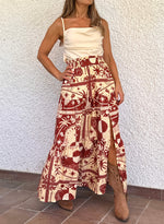 Falda larga estampada caldero