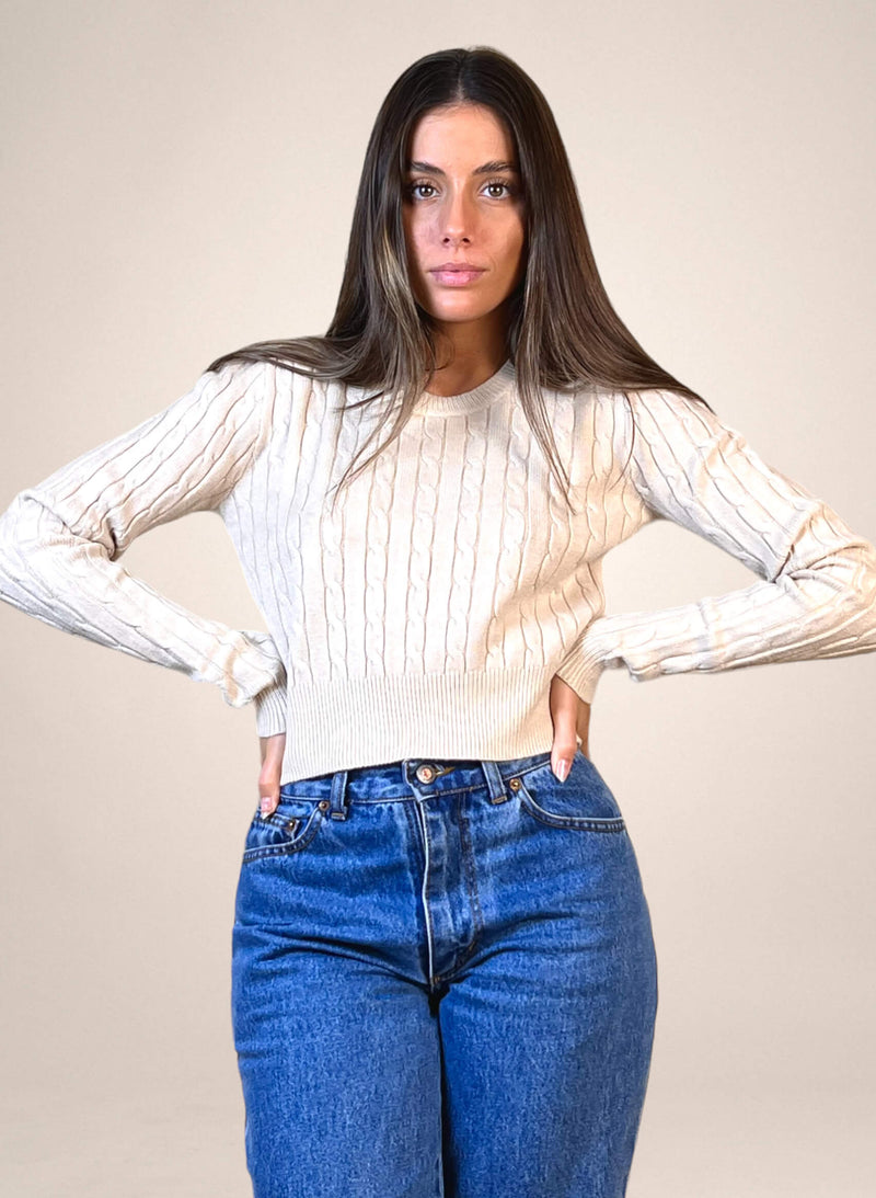 Jersey cropped ochos hueso