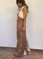 Pantalón raso seda Tie Dye arena