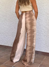 Pantalón raso seda Tie Dye arena