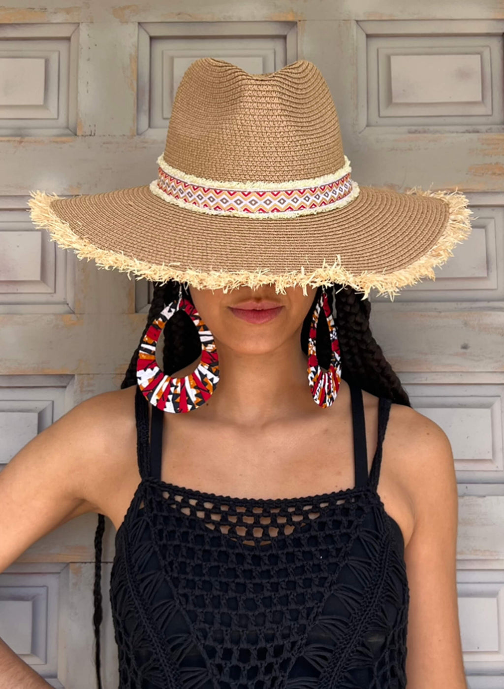 Pendientes aro tela africana