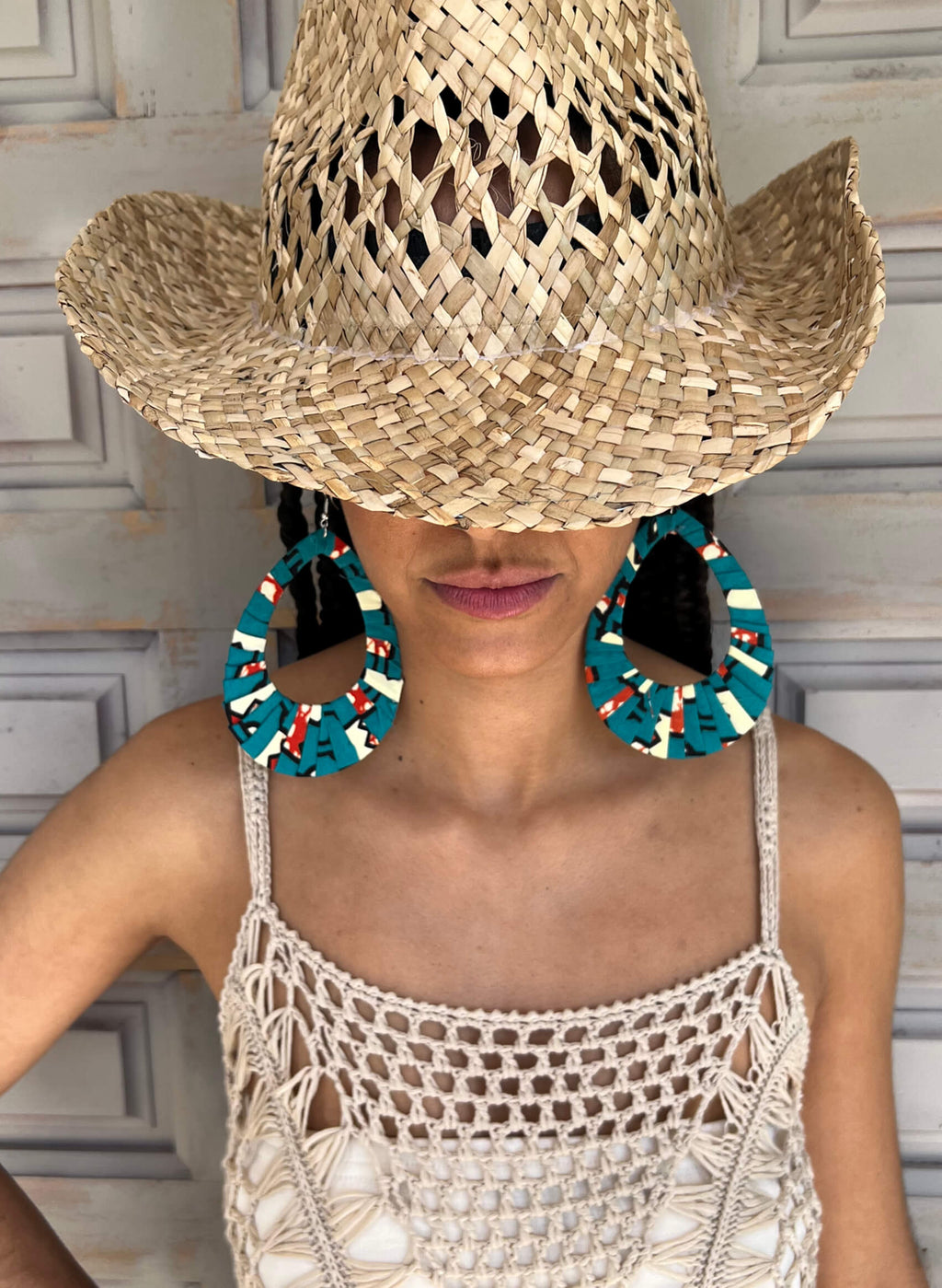 Pendientes aro tela africana