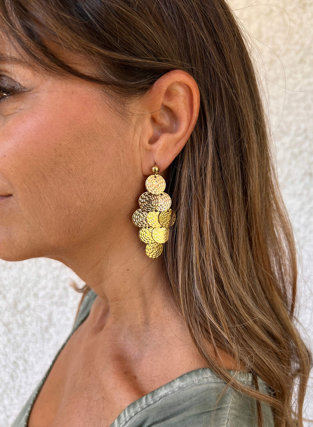 Pendientes acero círculos labrados