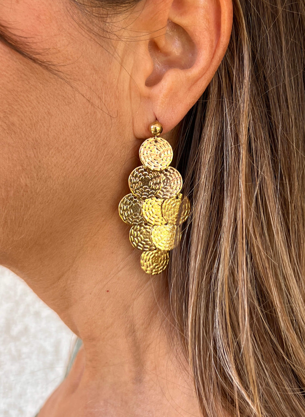 Pendientes acero círculos labrados