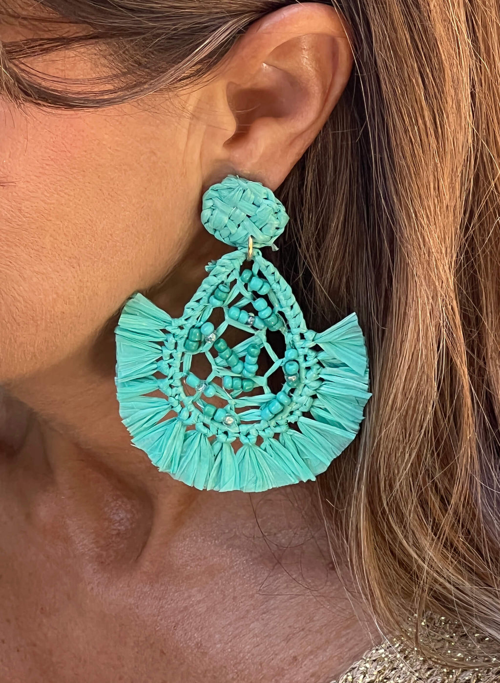 Pendientes rafia bordados