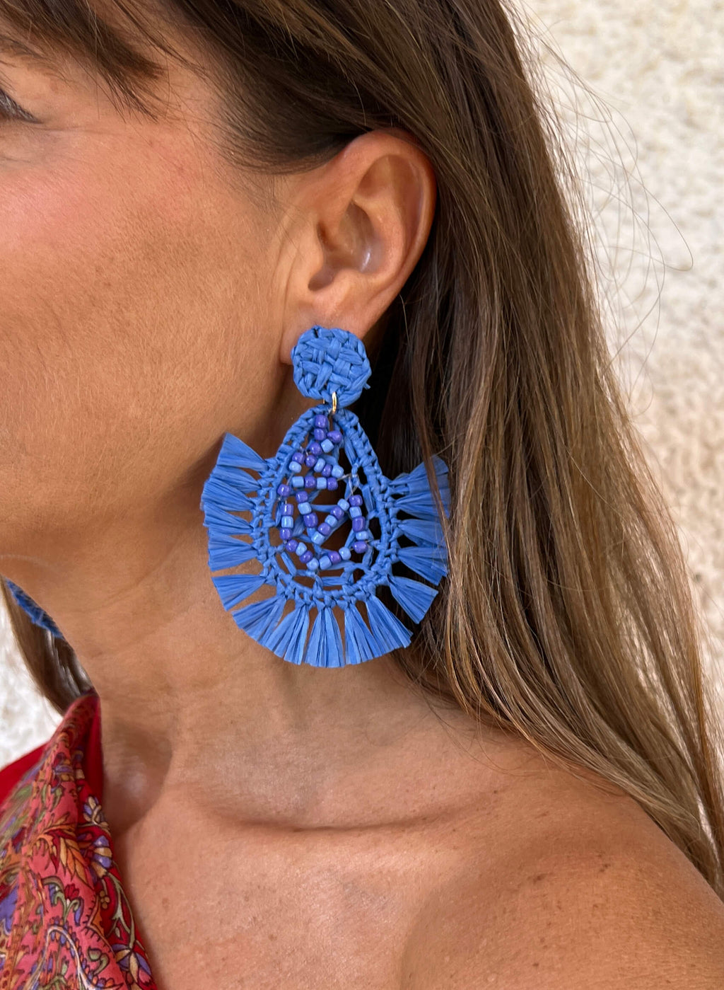 Pendientes rafia bordados