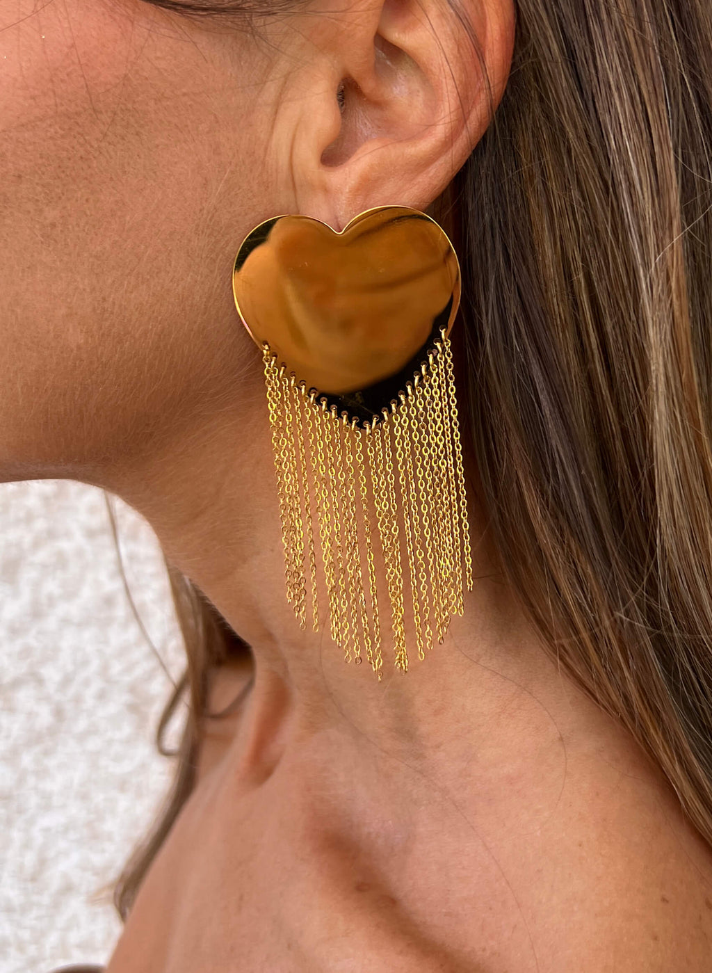 Pendientes corazón cadenas acero