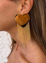 Pendientes corazón cadenas acero