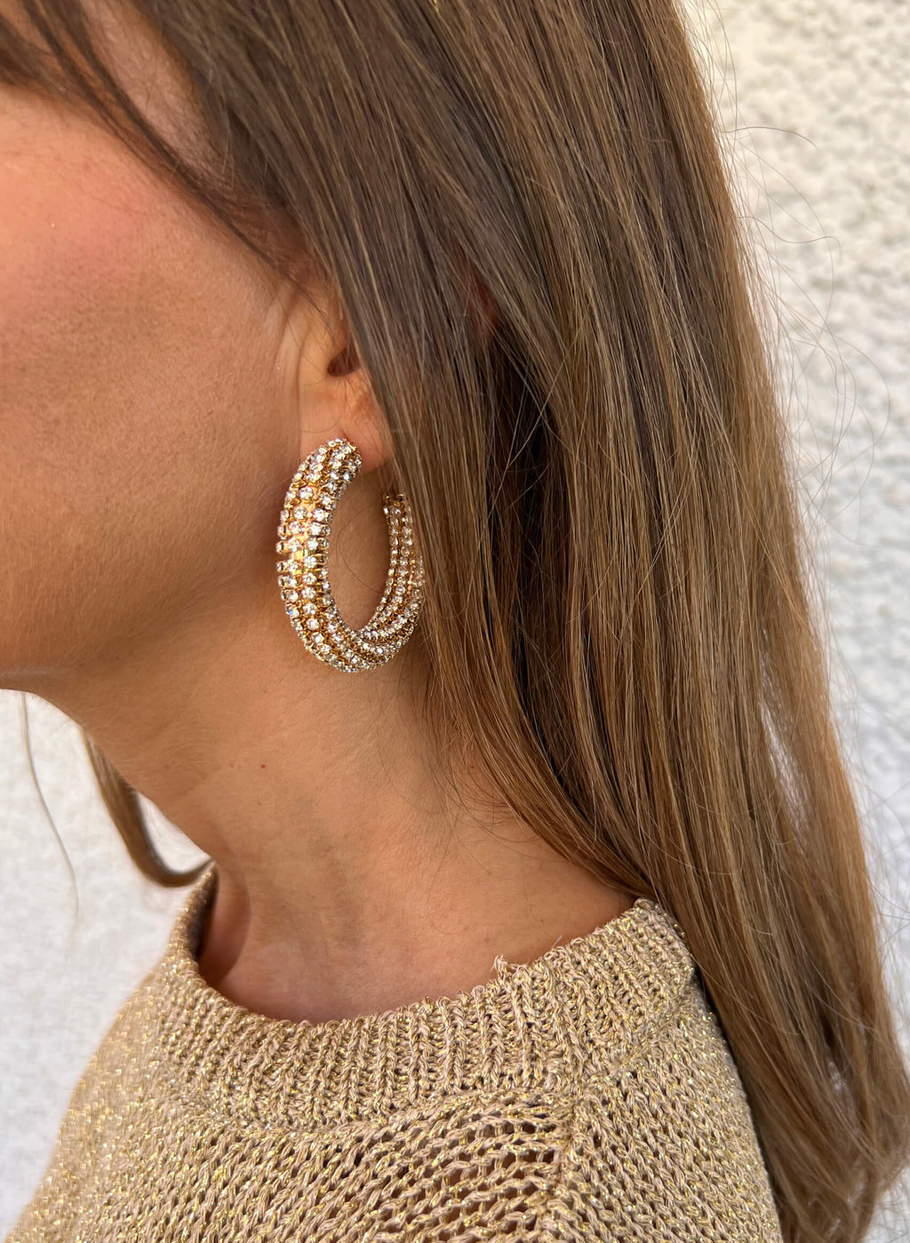 Pendientes aro piedras brillantes