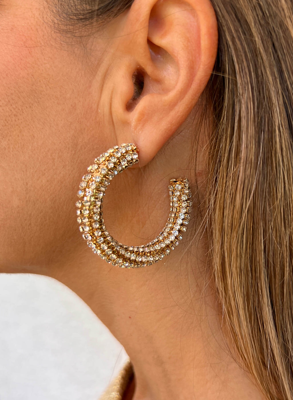 Pendientes aro piedras brillantes