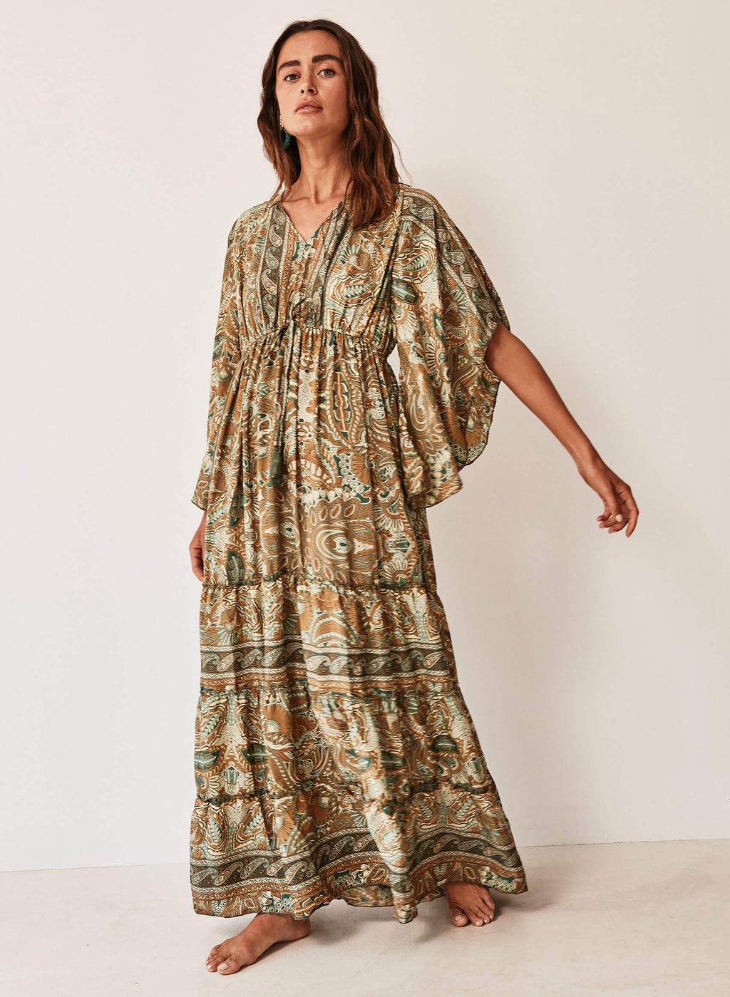 Vestido largo seda paisley
