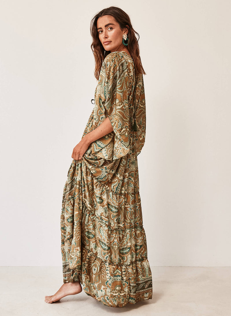 Vestido largo seda paisley