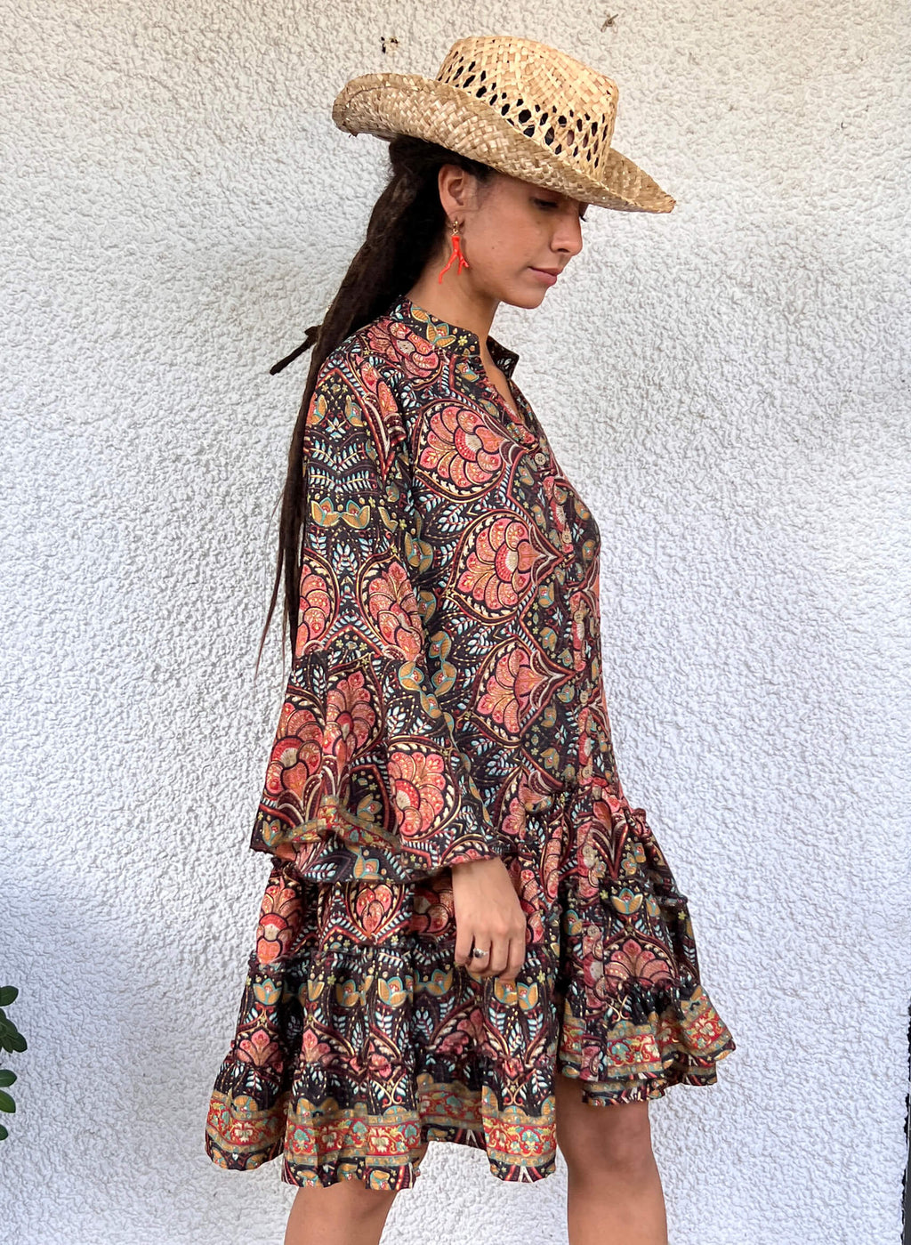 Vestido seda paisley negro