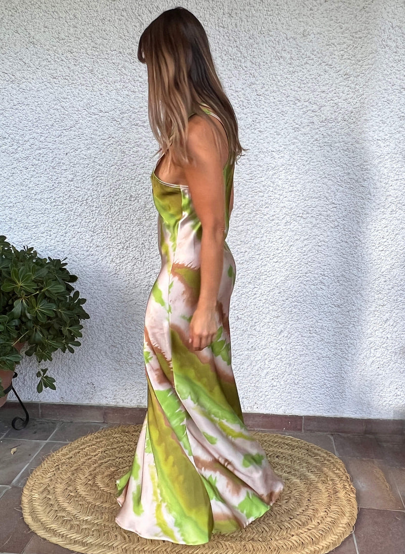 Vestido raso largo Tie Dye