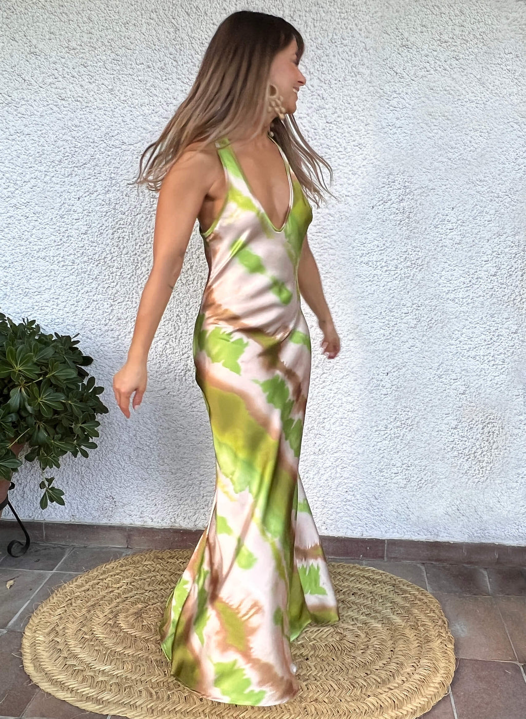 Vestido raso largo Tie Dye