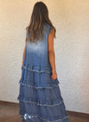 Vestido denim largo desflecado